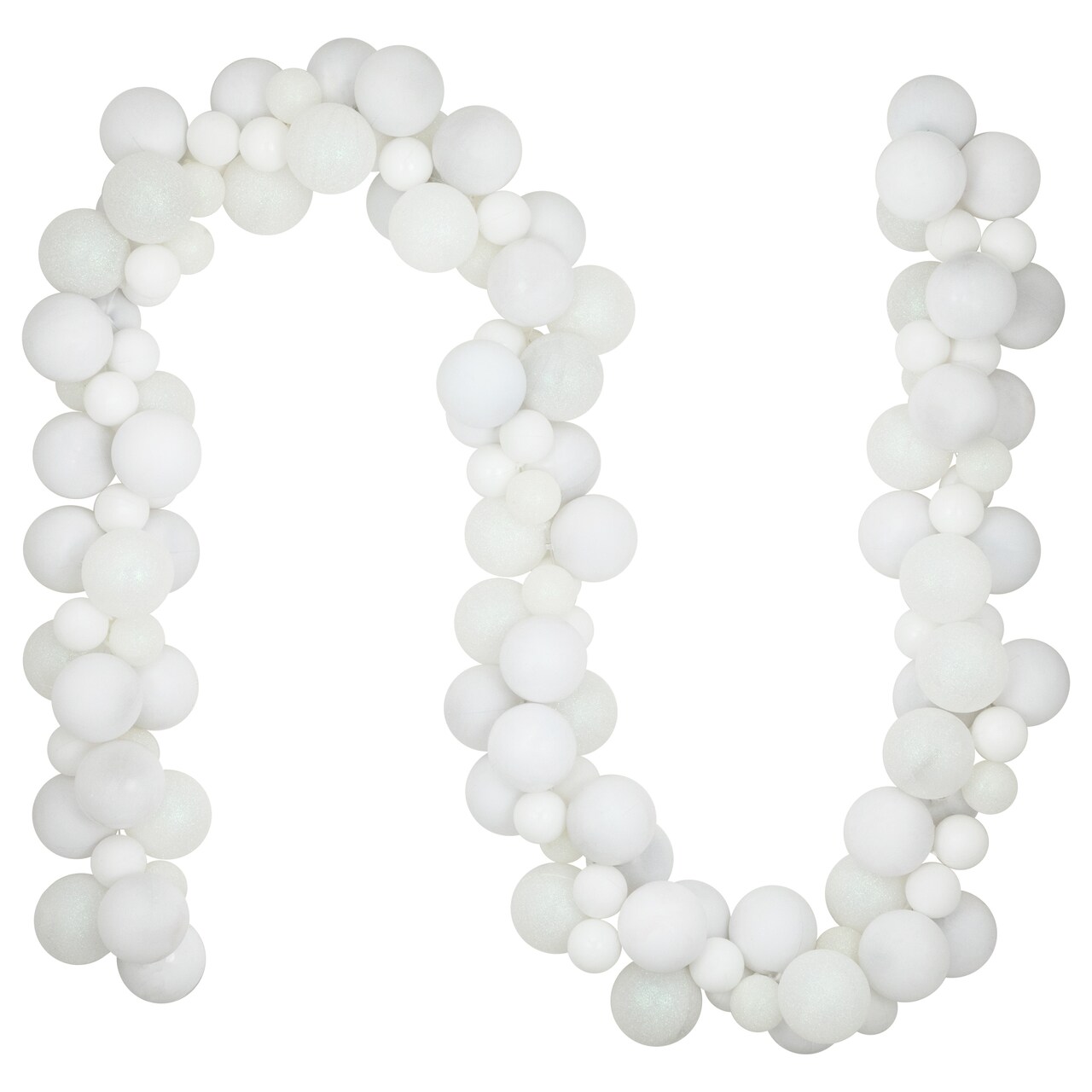 Northlight 3-Finish Shatterproof Ball Christmas Garland - 6' x 3.5" - White - Unlit